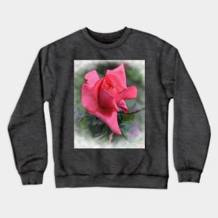 Red Rose Bud In Watercolor Crewneck Sweatshirt